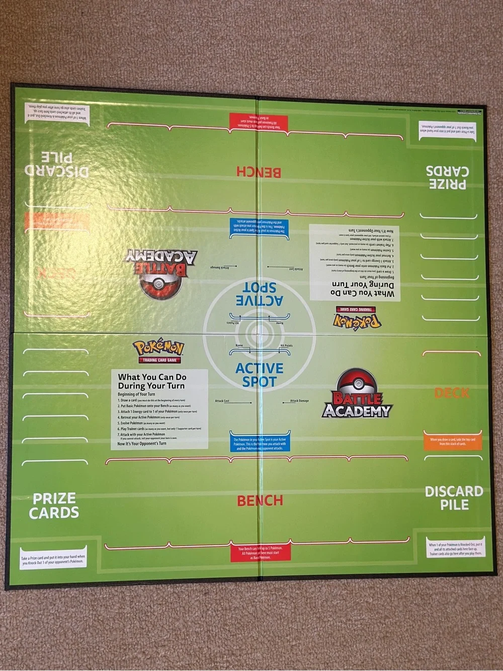 Folding Pokemon Trading Card Game Battle Academy Playboard